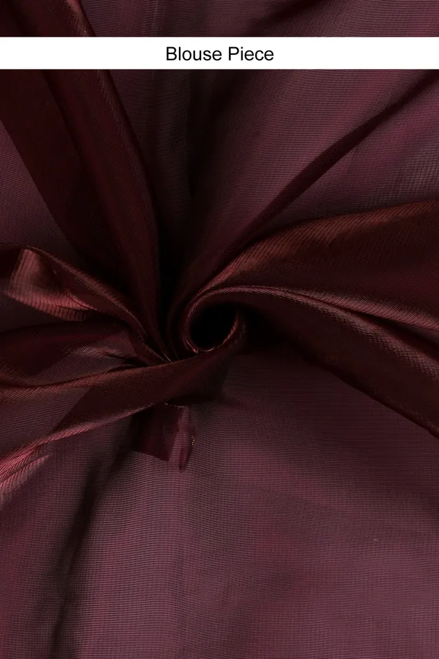 Teejh Earrings Teejh Majestic Maroon Tissue Saree