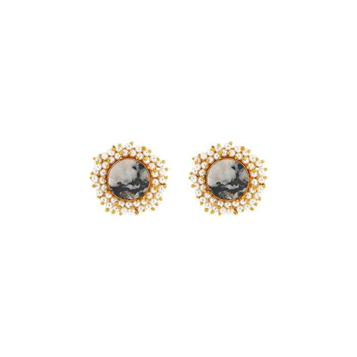 Teejh Earrings Teejh Roop Grey Druzy Stone Earring Teejh Earrings Teejh Roop Grey Druzy Stone Earring