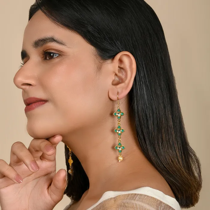 Teejh Earrings Teejh Tvarita Turquoise Gold Earring Teejh Earrings Teejh Tvarita Turquoise Gold Earring