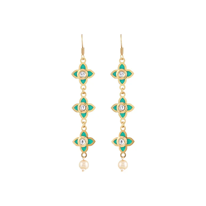 Teejh Earrings Teejh Tvarita Turquoise Gold Earring Teejh Earrings Teejh Tvarita Turquoise Gold Earring