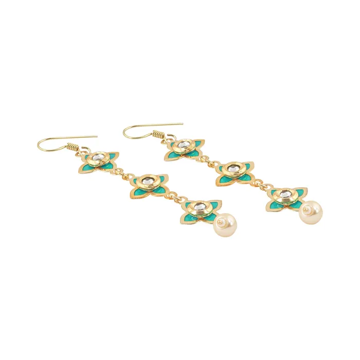 Teejh Earrings Teejh Tvarita Turquoise Gold Earring Teejh Earrings Teejh Tvarita Turquoise Gold Earring