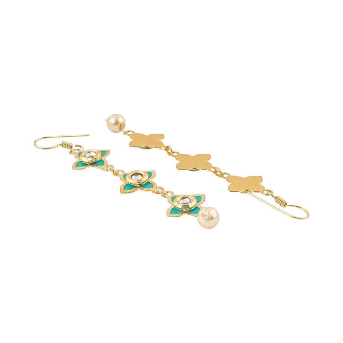 Teejh Earrings Teejh Tvarita Turquoise Gold Earring Teejh Earrings Teejh Tvarita Turquoise Gold Earring