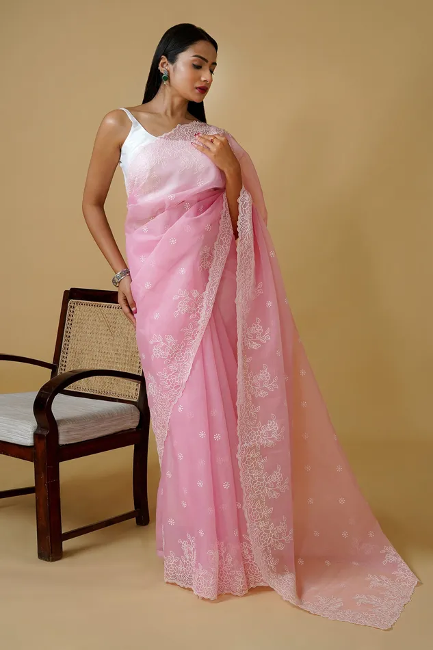 Teejh Earrings Teejh Utsa Embroidered Organza Saree