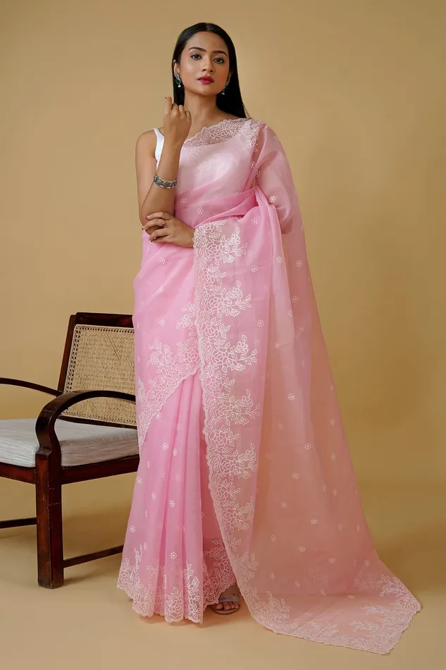 Teejh Earrings Teejh Utsa Embroidered Organza Saree