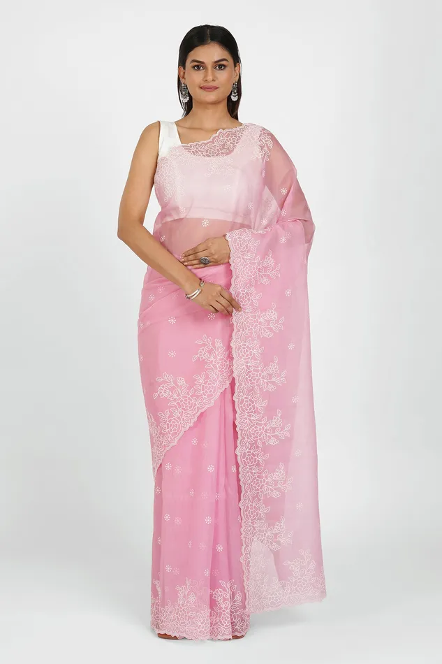 Teejh Earrings Teejh Utsa Embroidered Organza Saree