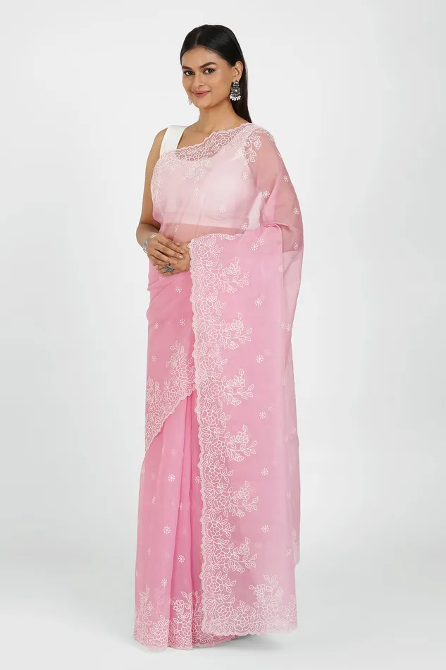 Teejh Earrings Teejh Utsa Embroidered Organza Saree