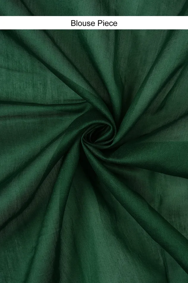 Teejh Green Chilli Bottle Green Block Print Chanderi Silk Saree Teejh Necklaces