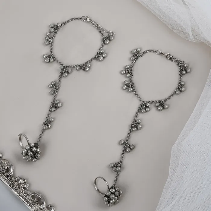 Teejh Mukkho Silver Oxidised Ghungroo Anklet Teejh Rings Teejh Mukkho Silver Oxidised Ghungroo Anklet Teejh Rings