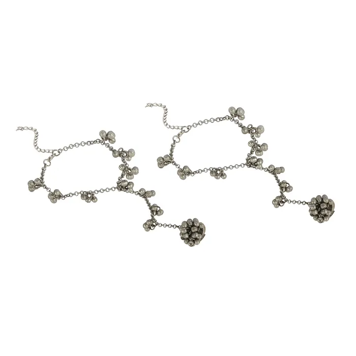 Teejh Mukkho Silver Oxidised Ghungroo Anklet Teejh Rings Teejh Mukkho Silver Oxidised Ghungroo Anklet Teejh Rings