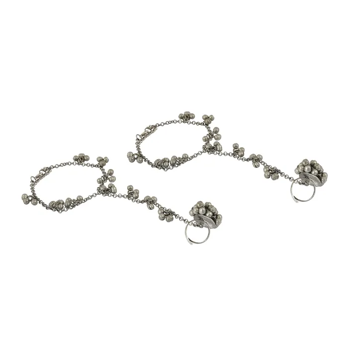 Teejh Mukkho Silver Oxidised Ghungroo Anklet Teejh Rings Teejh Mukkho Silver Oxidised Ghungroo Anklet Teejh Rings