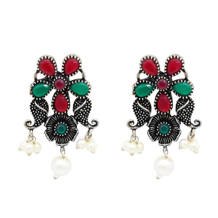Teejh Namasya Multi Colored Silver Oxidized Jewelry Gift Set Teejh Earrings