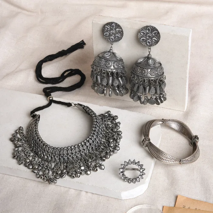 Teejh Rings Teejh Pataliputra Oxidised Silver Jewellery Gift Set