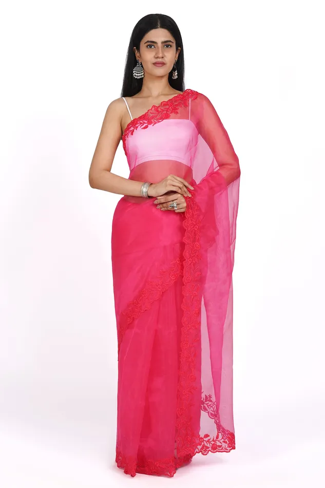 Teejh Spring Serenade Organza Saree Teejh Earrings
