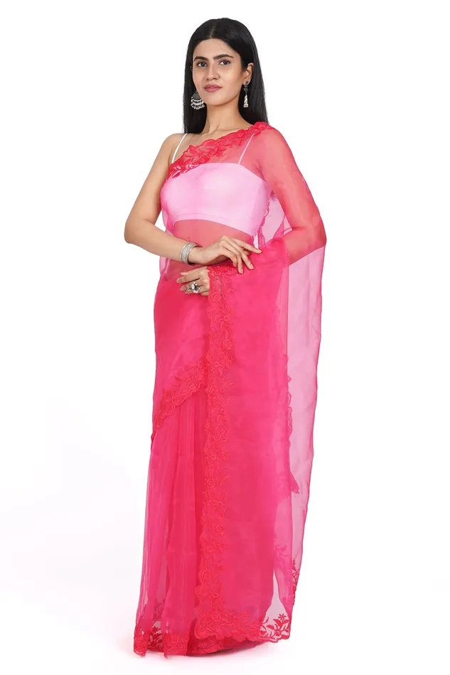 Teejh Spring Serenade Organza Saree Teejh Earrings