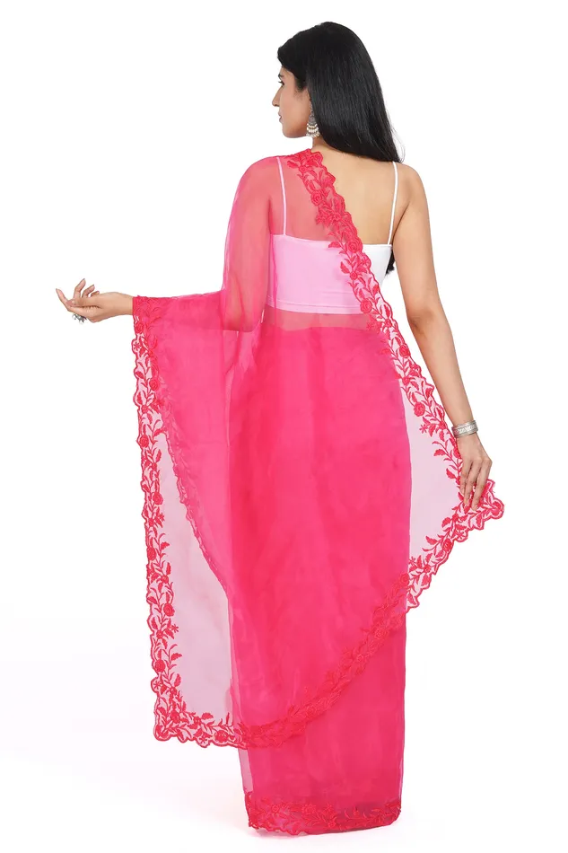 Teejh Spring Serenade Organza Saree Teejh Earrings