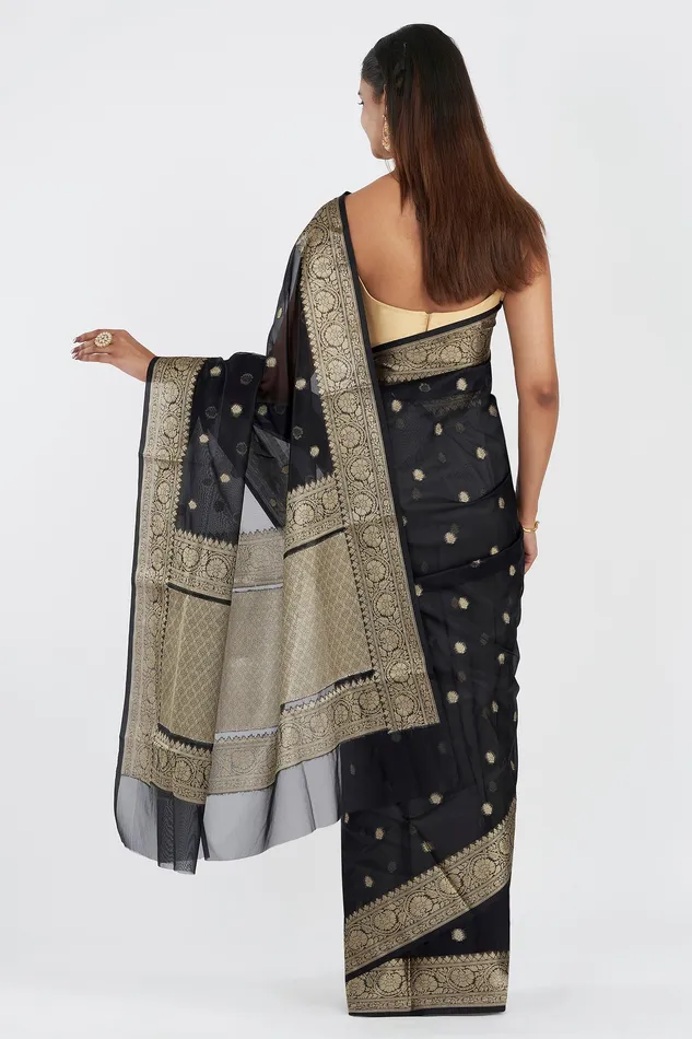Teejh Teejh Mallika Black Banarasi Semi Kora Silk Necklaces