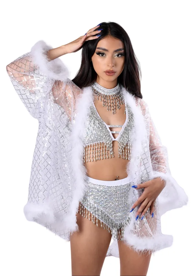 THE LUMI SHOP Earrings Fuzzy Sequin KimonoIce Princess