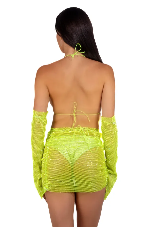 THE LUMi SHOP Earrings Mesh Fishnet Top Neon Green