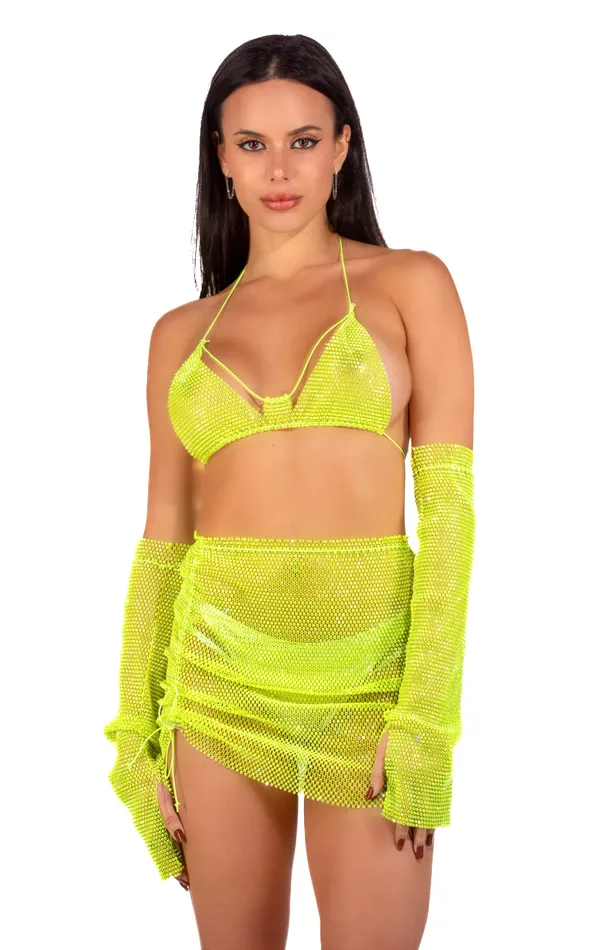 THE LUMi SHOP Earrings Mesh Fishnet Top Neon Green