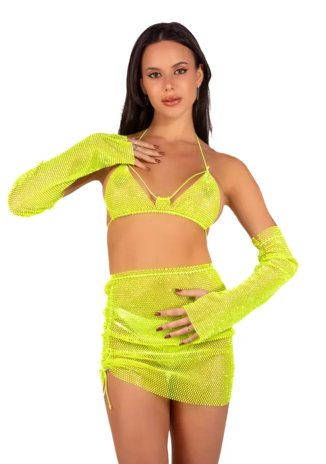 THE LUMi SHOP Earrings Mesh Fishnet Top Neon Green