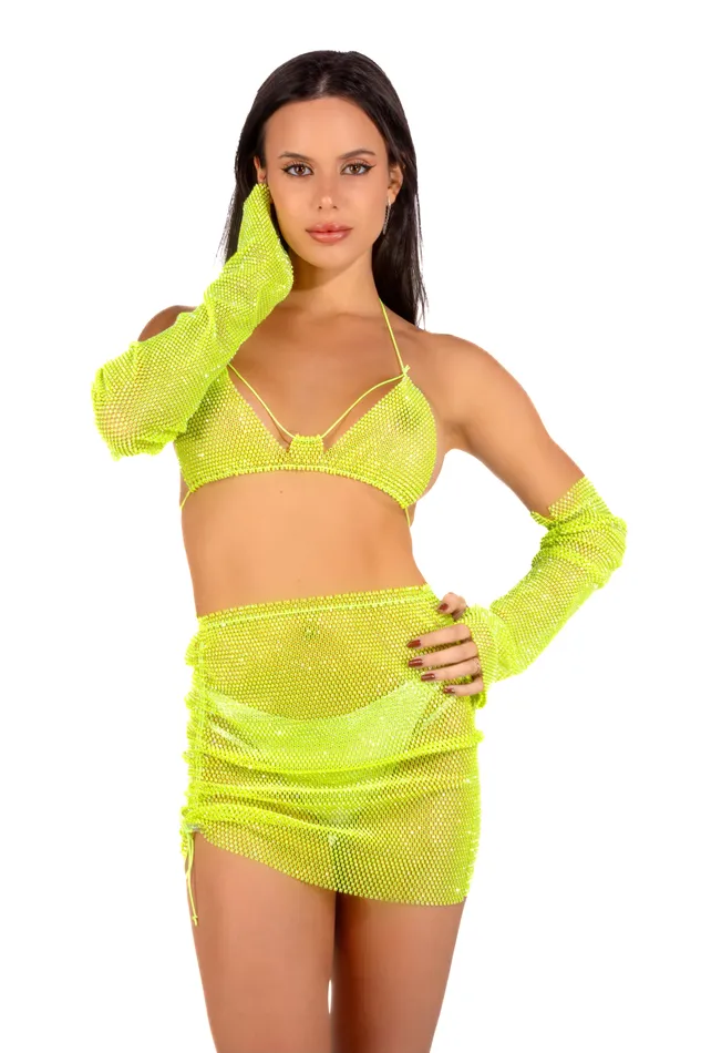 THE LUMi SHOP Earrings Mesh Fishnet Top Neon Green