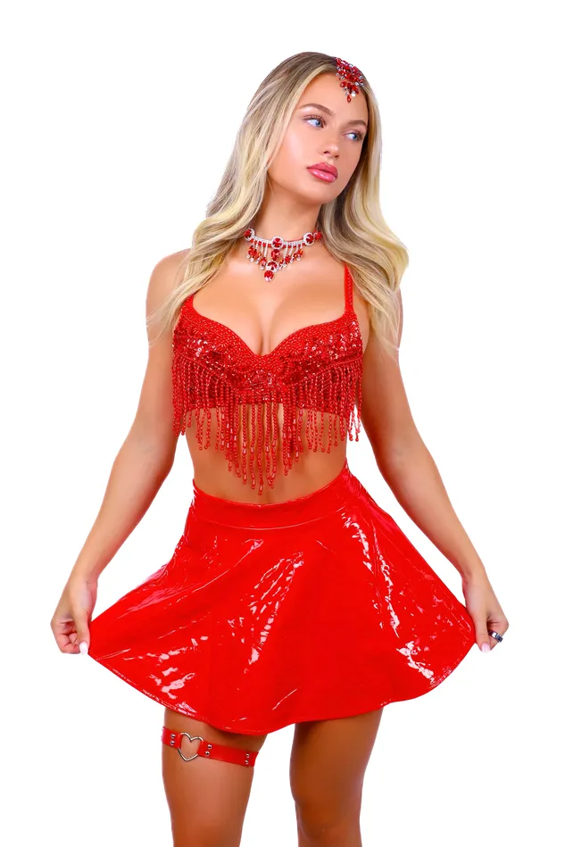 THE LUMI SHOP Red Leather Skirt Earrings