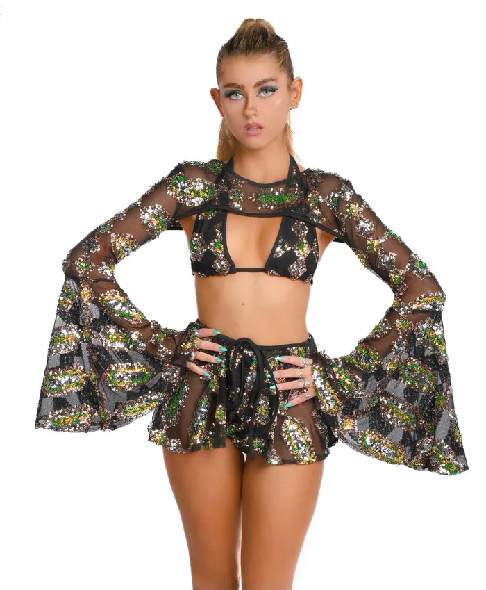 THE LUMI SHOP Rings Black Obsidian Sequin Set 3 pcs