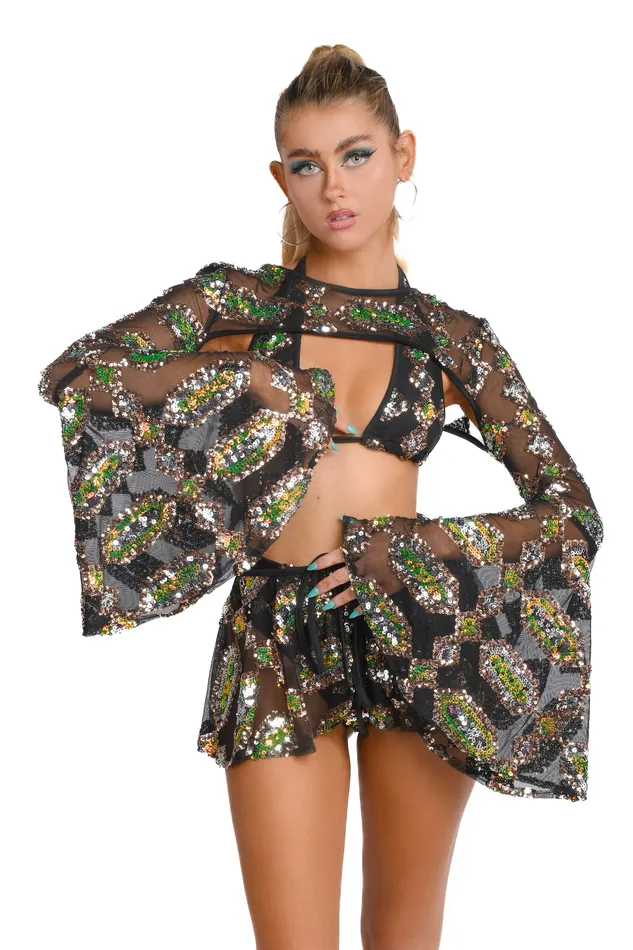 THE LUMI SHOP Rings Black Obsidian Sequin Set 3 pcs