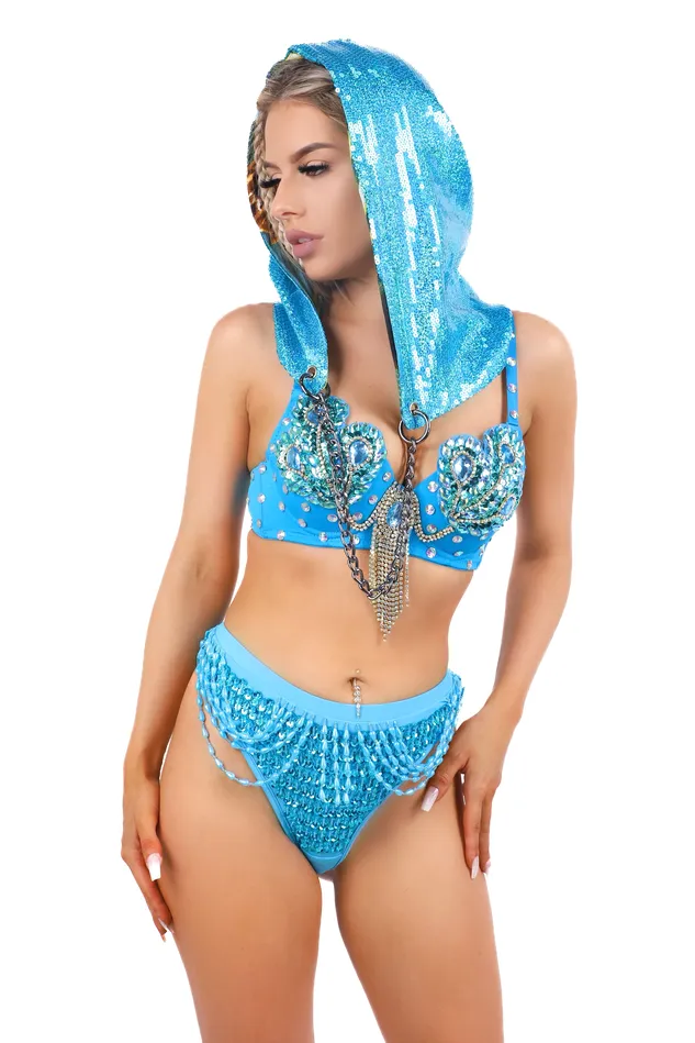 THE LUMI SHOP Rings FULL OUTFIT Blue Peacock 3 pcs