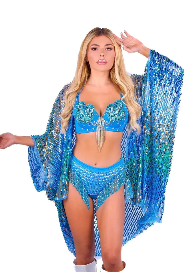THE LUMI SHOP Rings FULL OUTFIT Blue Peacock Diva 3 pcs