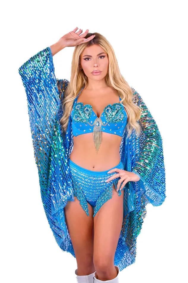 THE LUMI SHOP Rings FULL OUTFIT Blue Peacock Diva 3 pcs