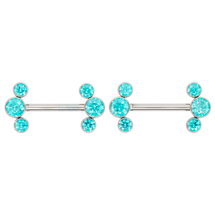 threadless 3 Bezel Arc with BrilliantCut Gems SideSet Nipple Barbells in Bezels pair Anatometal Earrings threadless 3 Bezel Arc with BrilliantCut Gems SideSet Nipple Barbells in Bezels pair Anatometal Earrings
