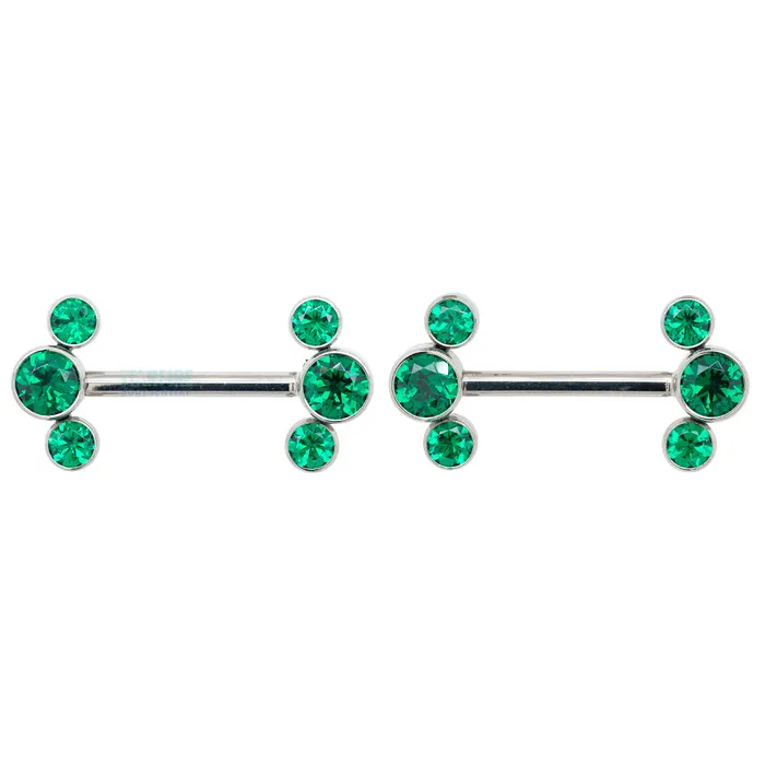 threadless 3 Bezel Arc with BrilliantCut Gems SideSet Nipple Barbells in Bezels pair Anatometal Earrings