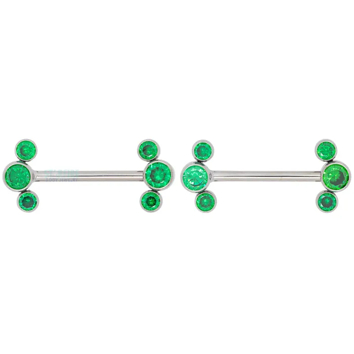 threadless 3 Bezel Arc with BrilliantCut Gems SideSet Nipple Barbells in Bezels pair Anatometal Earrings