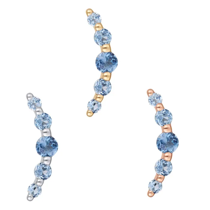 threadless Eternal End in Gold with London Blue Topaz Buddha Jewelry Organics Earrings