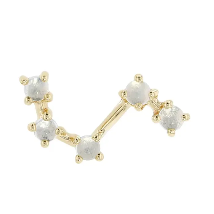 threadless Zodiac End in Gold with Moonstone Modern Mood Earrings