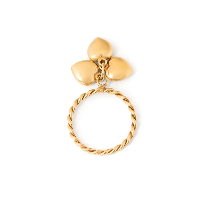 Triple Heart 14k Gold Charm Ring Vintage Rings