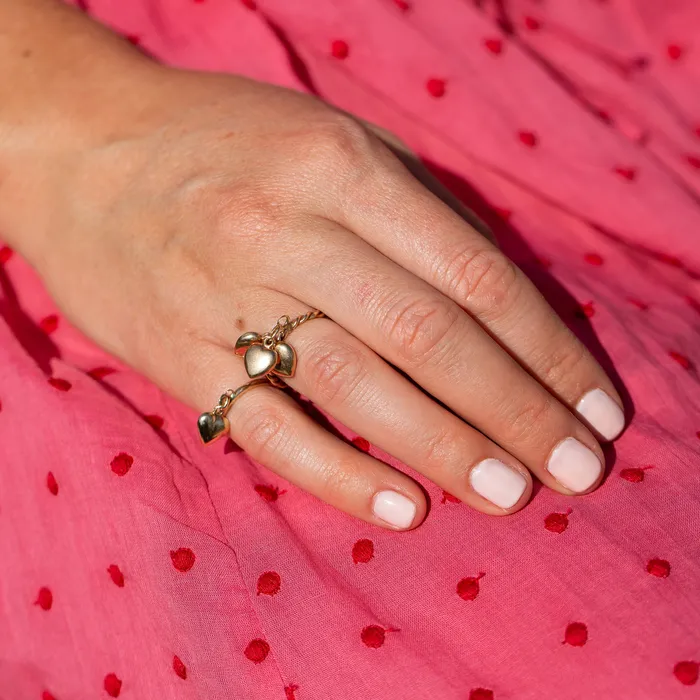Triple Heart 14k Gold Charm Ring Vintage Rings