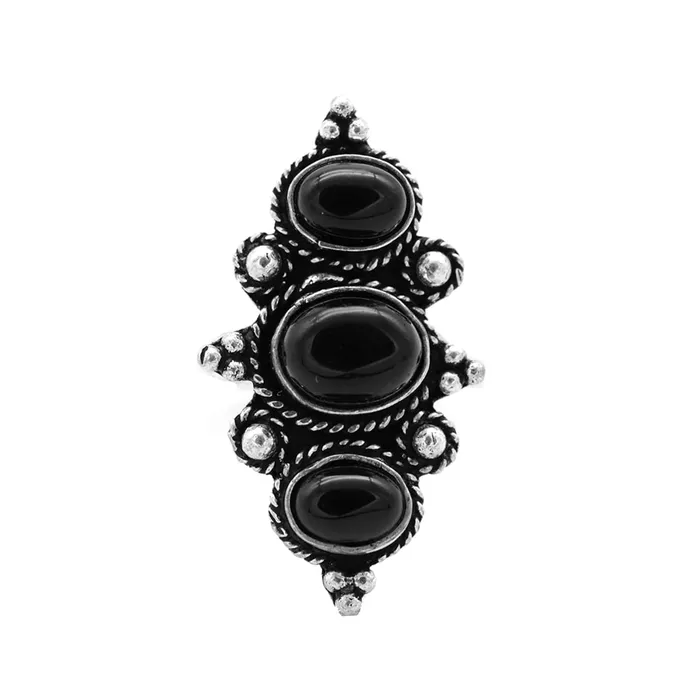 Veena Black Silver Oxidized Stone Ring Teejh Rings Veena Black Silver Oxidized Stone Ring Teejh Rings
