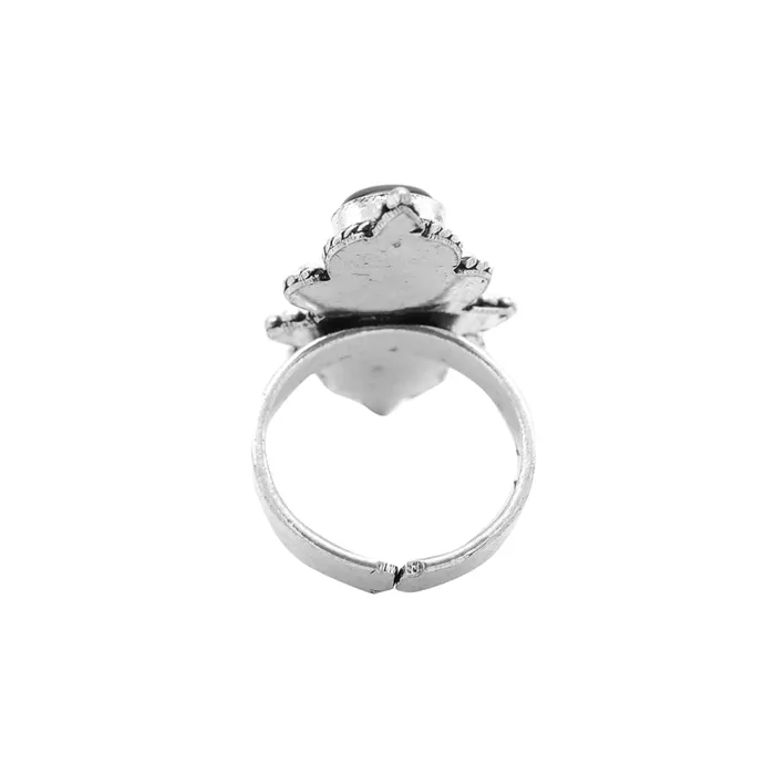 Veena Black Silver Oxidized Stone Ring Teejh Rings Veena Black Silver Oxidized Stone Ring Teejh Rings