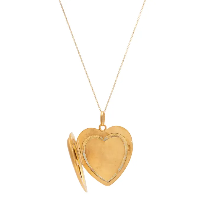 Victorian 10K Rose Gold and Garnet Starburst Heart Locket Vintage Necklaces