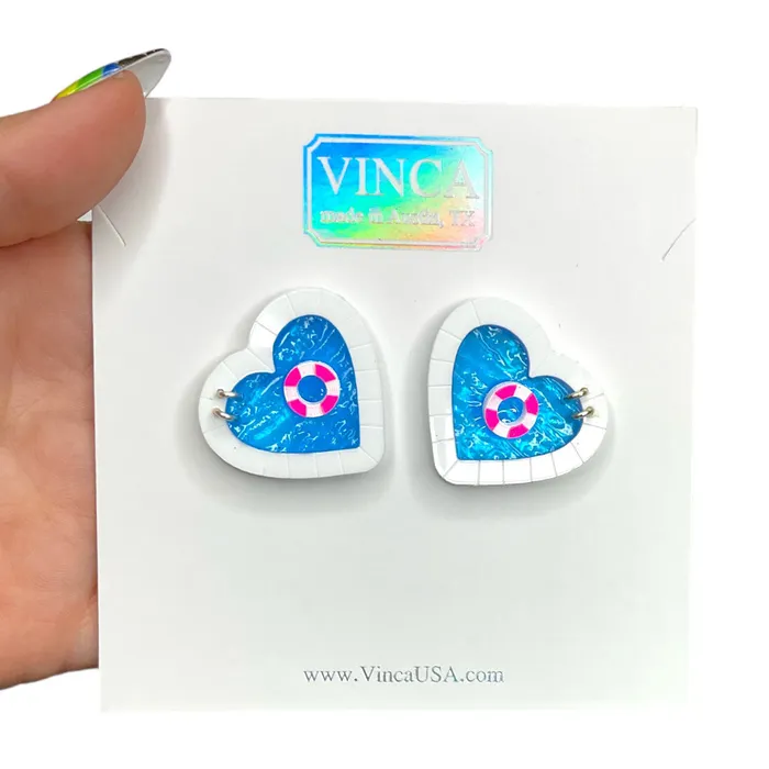 VincaUSA Earrings Last Chance Drowning in love Swimming Pool Stud Earrings