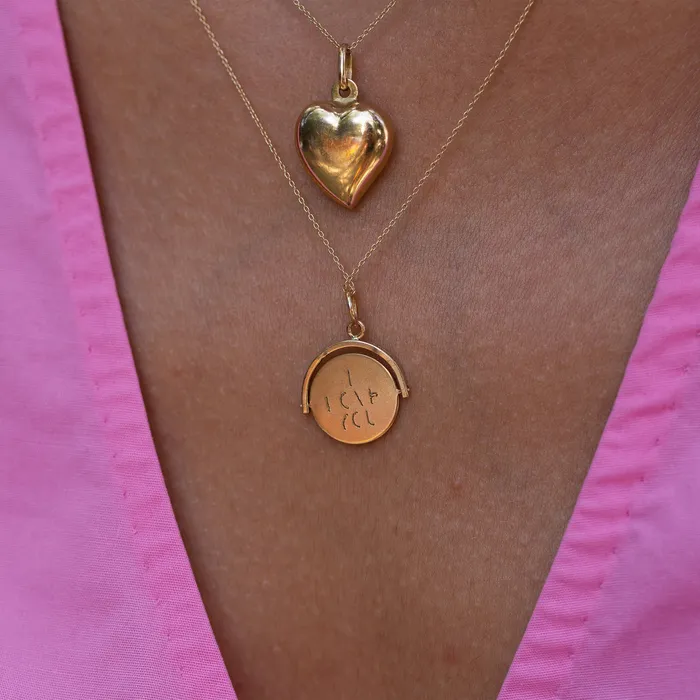 Vintage Charm Necklaces Puffy Witches Heart 9K Gold Charm
