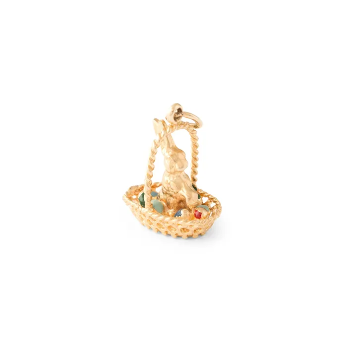 Vintage Earrings Easter Bunny 14k Gold And Enamel Charm
