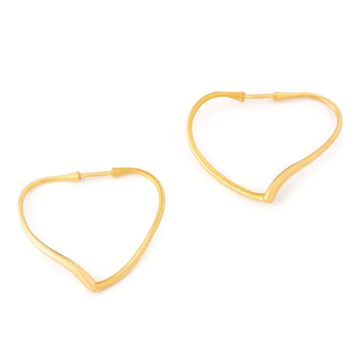 Vintage Earrings Tiffany Co Elsa Peretti 18k Gold Heart Shaped Hoop Earrings