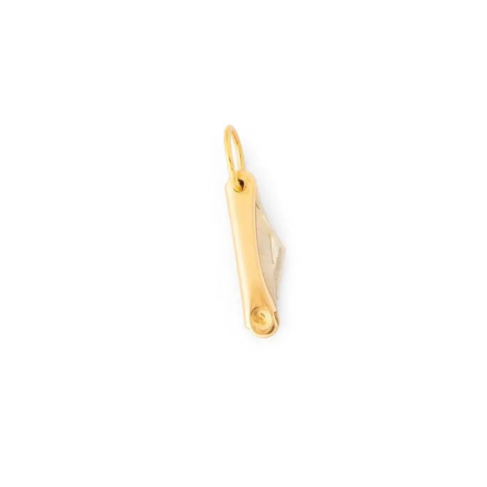 Vintage Foldable 14k Bicolor Gold Knife Charm Earrings