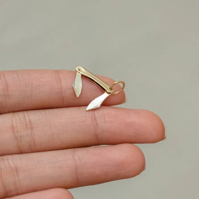 Vintage Foldable 14k Bicolor Gold Knife Charm Earrings