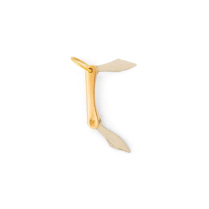 Vintage Foldable 14k Bicolor Gold Knife Charm Earrings