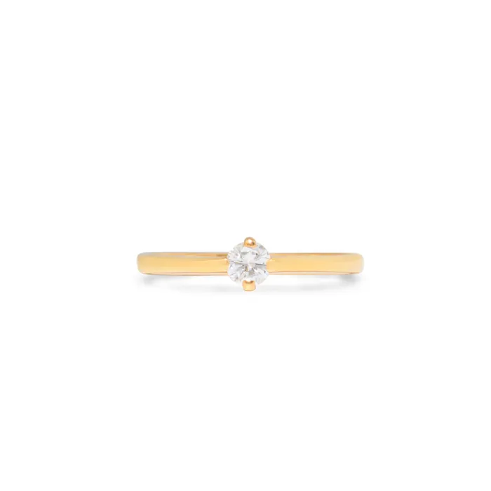 Vintage Modernist 14K Gold And Diamond Solitaire Ring Rings
