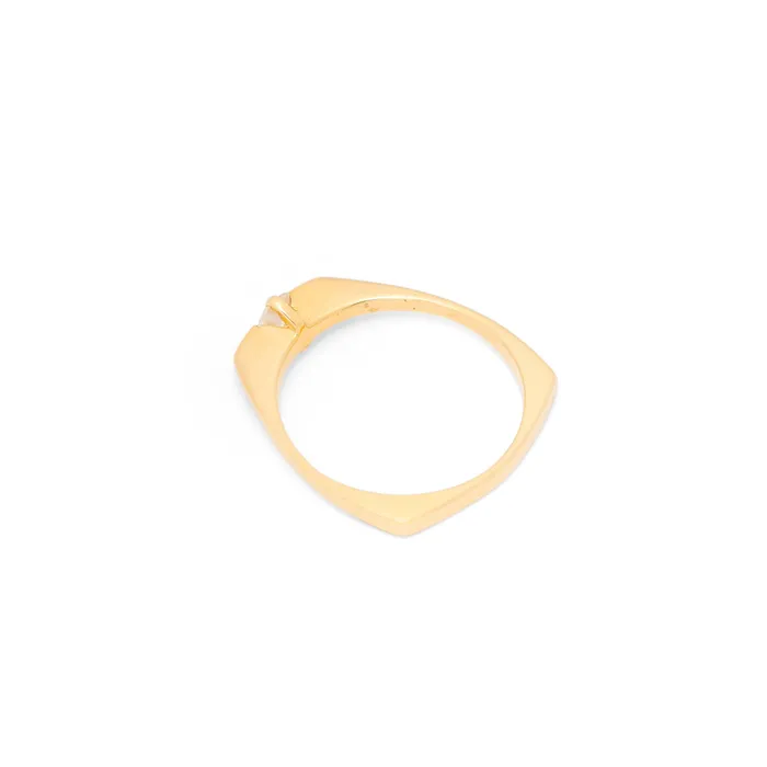 Vintage Modernist 14K Gold And Diamond Solitaire Ring Rings